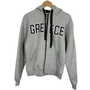 Think Greece Embroidered Full Zip Jacket Hoodie Hooded Sweatshirt - S